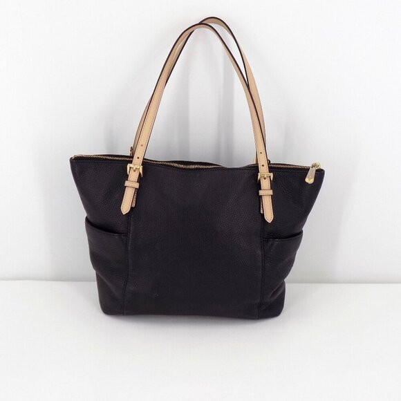 Michael Kors Jet set Tote shoulder bag Black Pebble Leather Medium - Picture 2 of 13